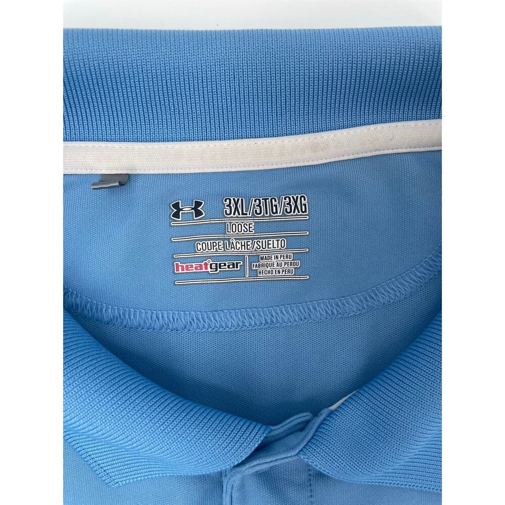 Under Armour Polo Shirt Men’s 3XL Sky Blue HeatGear Loose Fit Preppy Golf - Picture 4 of 8